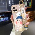 YIWESAN For vivo y12a Case With Wristband Fashion Cartoon Spoof Girl New Design Thin Shockproof Phone Case Pattern Plating Silicone Casing Full Cover Camera SoftCase Protection Cases. 