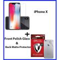 Apple IPhone X Max Tempered Glass Screen Protector Polish Glass + Back Matte Protector Soft Skin Sheet Soft Film Protection For Apple IPhone X Max. 