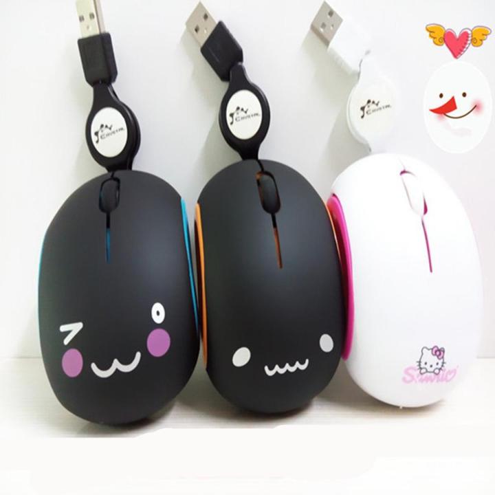 Computer Mouse For Laptop Small Cute Cartoon Girl Mouse USB Creative Wired Silent Mouse For Apple Laptop Mac Notebook 1200Dpi