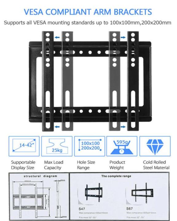 NICE%20Steel%20LED%20LCD%20TV%20Wall%20Mount%20Bracket%20Stand%2014-42"%20for%20Samsung%20Sony%20-%20Image%208
