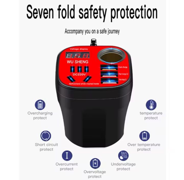 200W%20Car%20Inverter%20DC%2012V/24V%20to%20AC%20220V%20PD+QC3.0%20USB%20Ports%20Phone%20Charger%20With%20Led%20Display%20Cigarette%20Lighter%20Power%20Adapter%20-%20Image%202