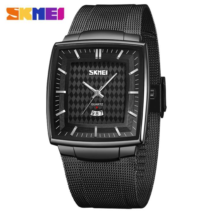 SKMEI Men Quartz Watch Stainless Steel Watch Band Fashion Simple Business Style With luminous For Men 9133