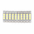10Pcs 3-SMD 29-30mm 6641 Fuse LED Bulb Vanity Mirror Light Sun Visor L Auto. 