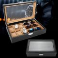 DecorZone 6 Grids Watch and 3 sunglasses Box PU Leather Watch Case Holder Organizer Storage Box for Quartz Watches Display Best Gift. 