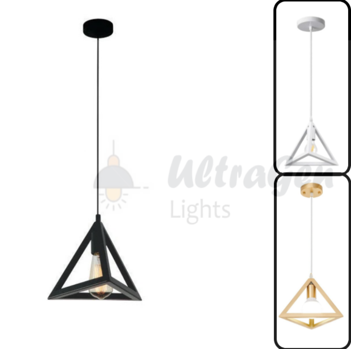 Multi Color Triangle Hanging Light | Ceiling Lamp | Pendant Light for Home, Office, Bedroom, TV Lounge | LED/Filament Bulb Compatible (Bulb Not Included)