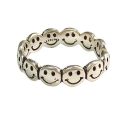 Smiley face ring plated S925 sterling silver male and female couple opening ring ins trendy brand niche hip hop retro smile ring. 