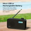 DAB Radio Portable, DAB Plus/DAB Radio, FM Radio, Small Radio, Digital Radio Mains Powered or Battery, USB Charging, Clear LCD Display (Black) UK IMPORT. 