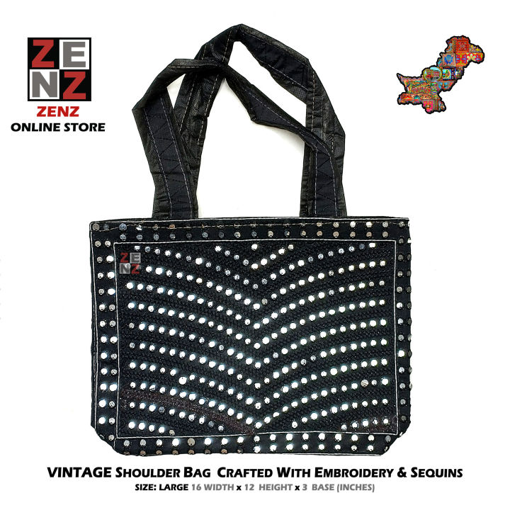 Pakistani Sindhi Traditional Cultural Embroidered Shoulder Bag Purse Multicolour ZENZ Vintage Embroidery