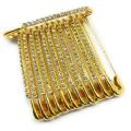 Fancy Golden Color Diamonds Designer Safety pin Saree pin one Side of Safety pin - Pack of 6. 
