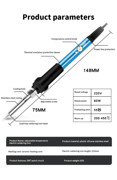 Soldering Iron Adjustable Temperature Electric 220V 110V 60W 80W Welding Solder Rework Station Heat Pencil Tips Repair Tool