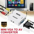 VGA to AV Mini Converter Scaler Adapter Support 1080P VGA2AV Converter PC to TV HD Computer to TV -white. 
