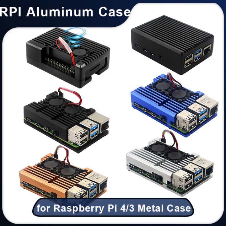 Raspberry Pi 4 Aluminium Metal Case Raspberry Pi 3 Dual Fan Case+Cooling Fan+Heat Sinks Enclosure for Raspberry Pi 4B/3B Plus/3B