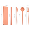Spoon Fork Chopsticks Knife Box Wheatstraw Natural Plastic Cutlery 4 Pcs Set. 