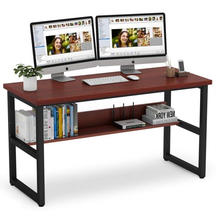 Office working table computer workstations laptop Table Desktop Table With Book Shelf Office Desk Book Shelf Laptop Table Computer Table Study Table Writing Table Home Table 48
