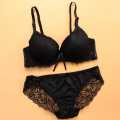 Lace Net Embroidery Double Strips Adjustable Straps Round Cup Bra and Panty Set. 