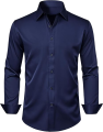 Men Shirts for Office - Men's Dress Shirts Solid Long Sleeve Stretch Wrinkle-Free Formal Shirt Business Casual Button Down Shirts - Men's Button-Down Shirts. 