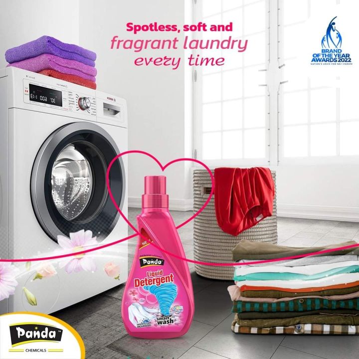 Panda Liquid Detergent Bottle – 330 ML Liquid Fabric Detergent for Cloth Liquid Surf For Clothes Laundry Detergent Liquid Soap With Color Protect Technology For All Types Of Fabrics Machine & Hand Wash Washing Detergent