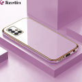 Jizetin (Free Lanyard) for Samsung A51 4G Back Cover Luxury 6D Plating Case Side Pattern Soft Silicone Square Mobile Phone Cases. 