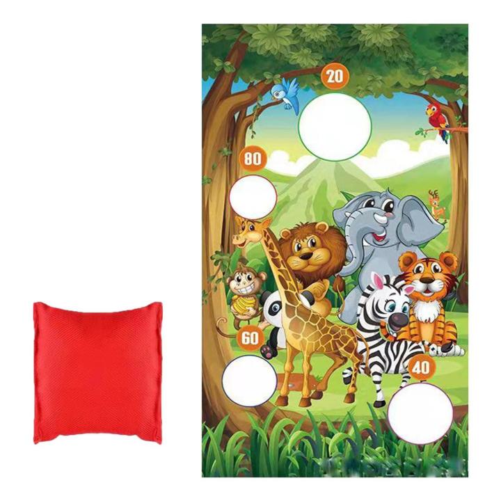 Hanging Sandbag Throwing Game with Sandbags Toss Game Set Bean Bag Toss Games Circus Clown Pattern for Children Adults Teens