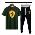 Ferrari printed Summer Printed Tracksuit For Men & Boys - Soft and Comfortable Fabric T Shirt & Trouser Printed Tracksuit. 