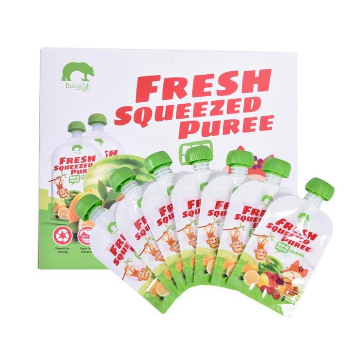【DM bag factory Store】10pcs Reusable Cartoon Fresh Squeezed Pouches