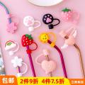 Cute silicone straw cover dustproof glass stainless steel straw cap accessories cartoon universal food grade non-disposable. 