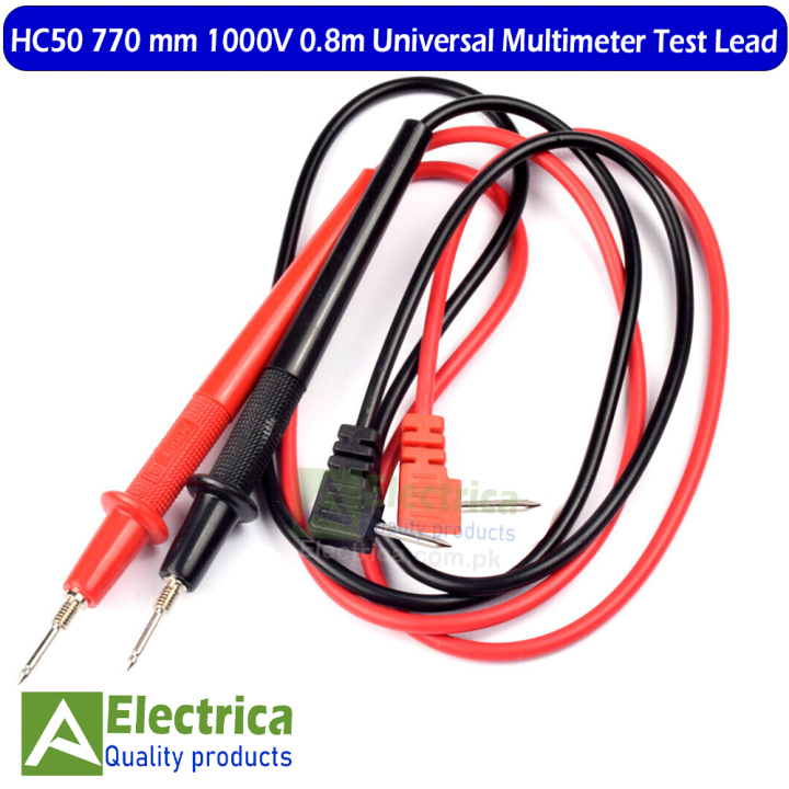 1 Pair HC50 770 mm 1000V 0.8m Probe Test Lead Wire Pen Needle Tip for Universal Digital Multimeter Tester Wire Cable Test HC50 Leads by Electrica