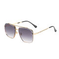 LouisWill Sunglasses Large Frame Metal Cut Edge Double Beam Driving Glasses Sunglasses Fashion Personality Sunglasses Metal UV400 UV protection Clean Vision for Men Women. 