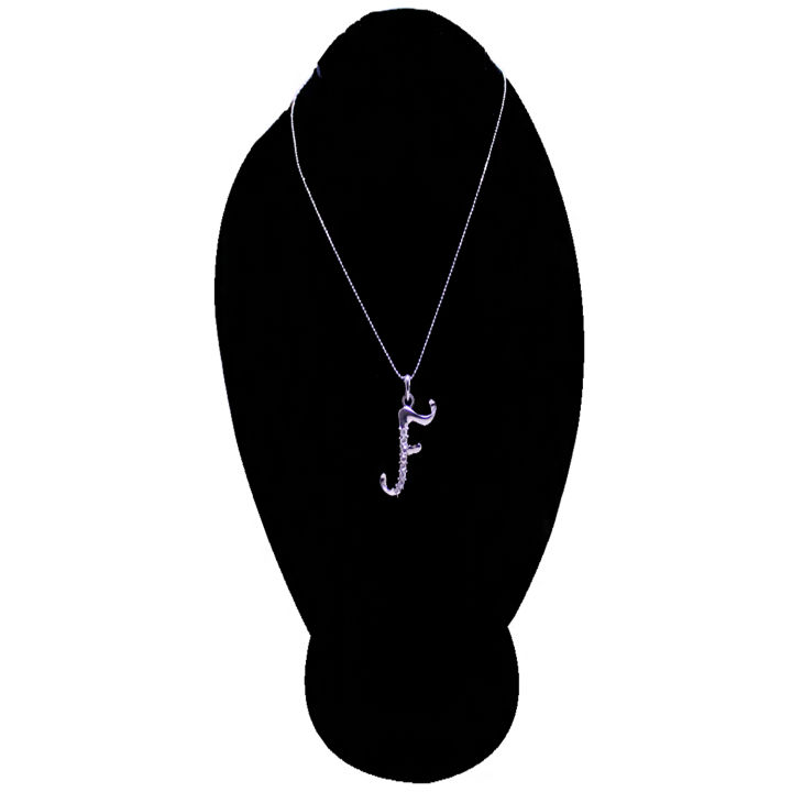 Silver Stainless Steel - J - Letter Stone Pendant For Women / Girls - J