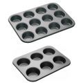 4,6,12 Cupcake Baking Tray Non-Stick Masterclass Heavy Duty 4, 6,12 Hole Cupcake Baking Tray Tin Pan with Double Layer Non-Stick Coating Cups Muffin Pan Set Bakeware Non-Stick tray. 