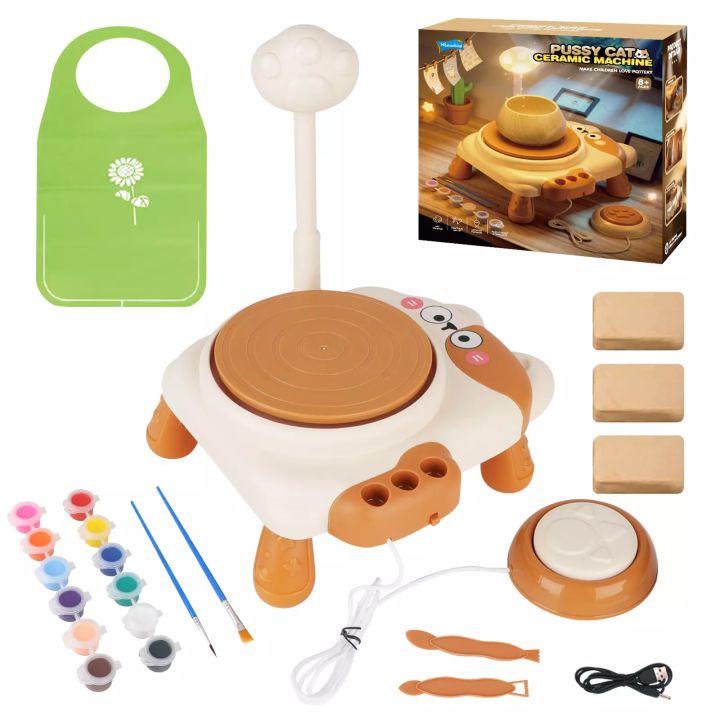 Kids DIY Mini Electric Pottery Wheel Ceramic Machine Clay Work Tool Studio Kit