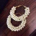 Elegant Golden With White Pearls Gujra Hoop Earrings Jewellery For Women FDS-006. 
