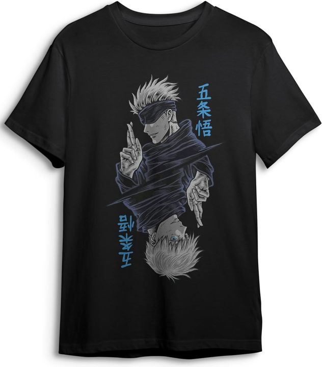 Anime T-shirt Jujutsu Kaisen Gojo Black Cotton Tshirt Satoru Gojo Premium Quality Men-