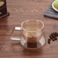Espresso Cups, Double Wall Lnsulated Glasses Cup, Clear Glass Coffee Mugs with Handle. 