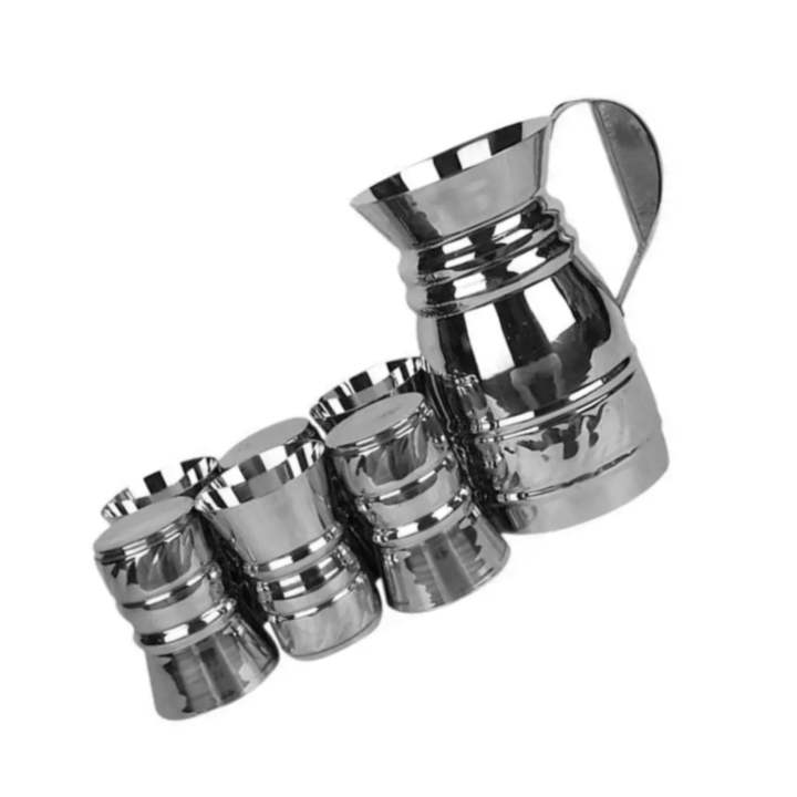 Stainless%20Steel%207%20Pieces%20Water%20Jug%20Set%206%20Glass%20With%201%20Jug%20Neat%20&%20Durable%20Made%20Stainless%20Steel%20Set-Basic%20Kitchen%20Accessories%20-%20Image%203
