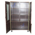 6x4 Feet Wooden Four Door Showcase Cupboard -Brown wardrobe Cabinet safe almari book shelf Kitcher. 