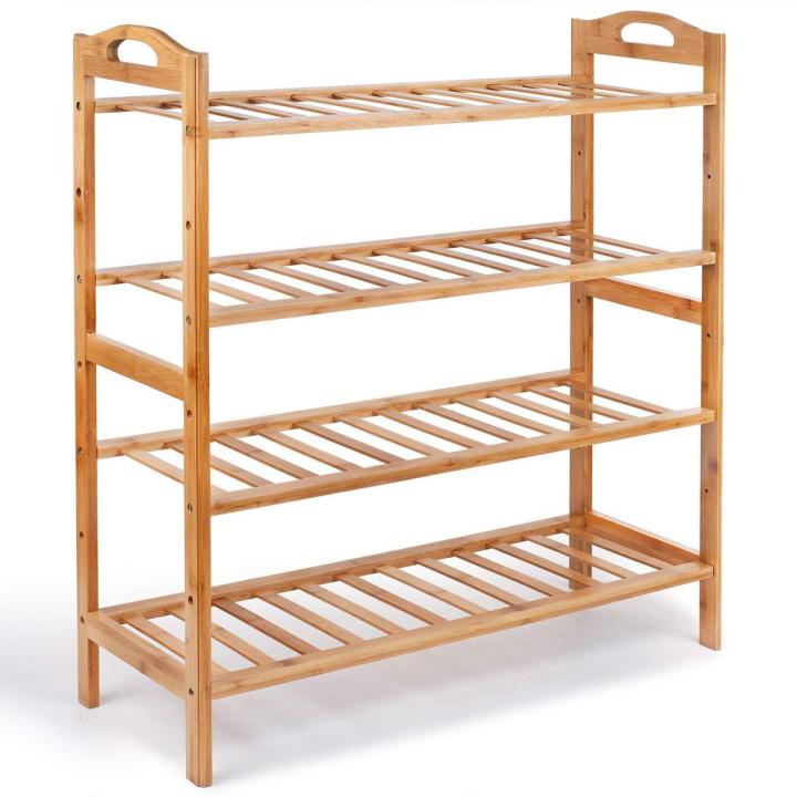 Wooden Layered Rack 4 layer wooden shoe rack - Bamboo 4 layer Wooden Solid Wood Shoe Rack ...
