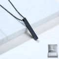 Vertical Bar Pendant Locket With Black Beads Chain Necklace Set For Girls Women Men Ladies Couples Unisex Friendship Mens Boys Nacklace -  Couple Best Friend Ship Stick. 
