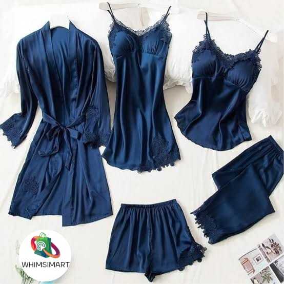 Ladies Nighty Set - 5 Piece Bridal Night Suit for Women and Girls