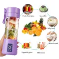 USB Rechargeable Juicer Blender 6 Blades Electric Blender Mini Portable Personal Size USB Rechargeable Mixer 380ml Food Grade Water Bottle Portable Fruit Juicer Machine (Double Click Start) By Bee To Door. 