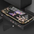 Casing Samsung a12 a22 Phone Case Plating Straight Edge Silicone Phone Case Beautiful Butterfly design with Tassel Lanyard. 