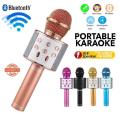 WS 858 Portable Rechargeable Wireless Bluetooth Karaoke Microphone Speaker KTV Mic For Singing High Sound. 