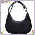 { BAGOO } Fashion Nylon Half Moon Crescent Handbag Pure Zipper Portable Shoulder Tote Bag. 
