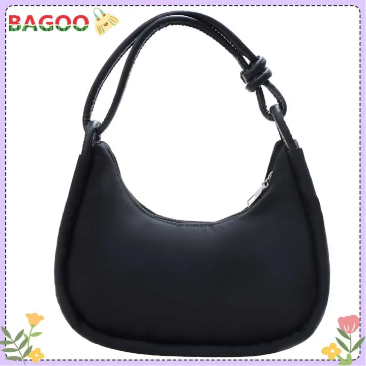 %7B%20BAGOO%20%7D%20Fashion%20Nylon%20Half%20Moon%20Crescent%20Handbag%20Pure%20Zipper%20Portable%20Shoulder%20Tote%20Bag%20-%20Image%203