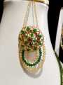 Green & Golden Long Mala Set | Multi-Layer Beaded Necklace Set with Matching Earrings Tikka – Traditional Party Jewelry for Women. 