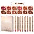 【2024】 QIBEST 12 Pcs/Set Lip Liner Pencil Nude Matte Lipliner Contour Lipstick Waterproof Long Lasting Lip Pencil Tint Makeup Tools. 