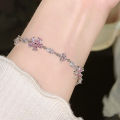 Fashion Exquisite Pink Crystal Flower Bracelets For Women Girls Sweet Sparkling Light Luxury Bracelet Party Jewelry Gift Qoddess. 