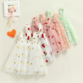 Toddler Kids Girls Princess Dress Daisy/Fruit Embroidery Sleeveless Sling Dress Summer Casual Mesh Tulle Fluffy Dress. 