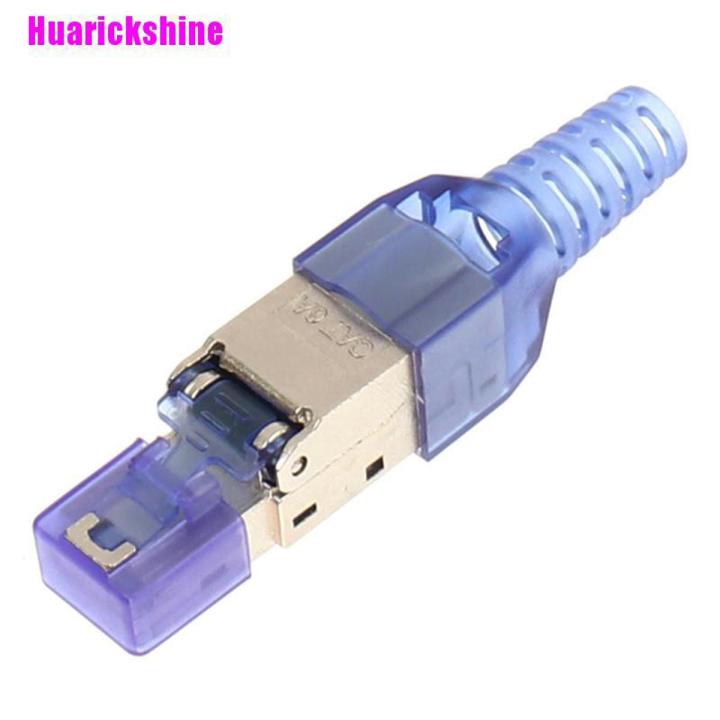【Huarickshine】 Cat6A/7/8 Shielded Crystal Head Ftp Rj45 Connector Metal Module Tool-Free Plug