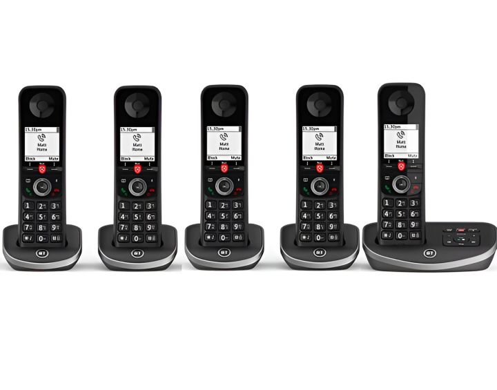 BT Advanced (Set of 5) intercom plus PTCL Wireless Landline Phone plus intercom with Call Blocker, Speaker Phone, Caller ID, Answering Machine and Free 10 New Rechargeable Cells